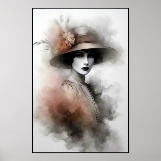 Misty Retro Portrait of Elegance Poster (Framsidan)
