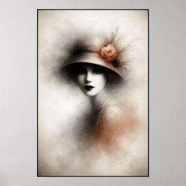 Misty Retro Portrait of Elegance Poster