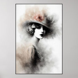 Misty Retro Portrait of Elegance Poster