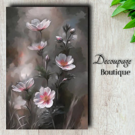 Misty Rosa Cosmos Flowers Decoupage