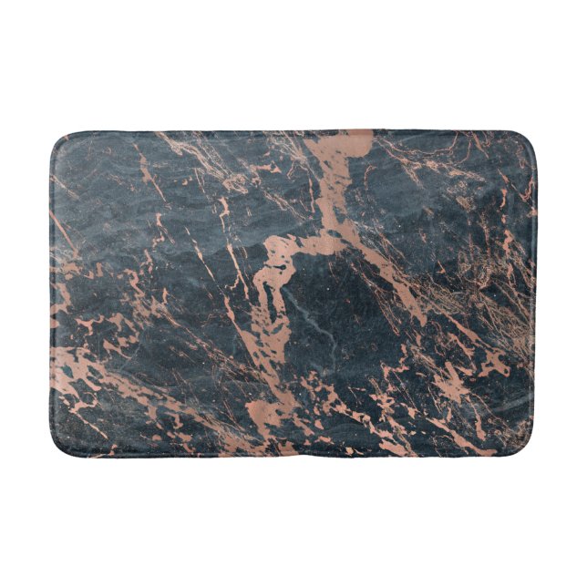Misty Rustic Blue & Ro Guld Rosa Glam Marble Badrumsmatta (Framsidan)