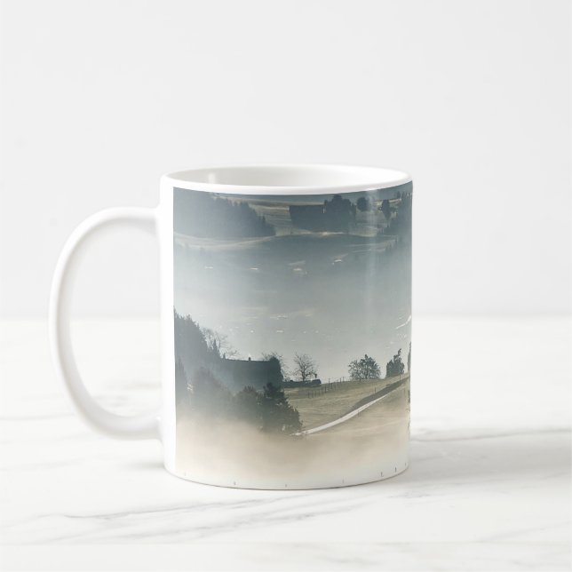 Misty Schweiz Landscape Landskap Kaffemugg (Vänster)