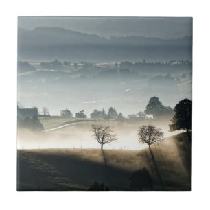 Misty Schweiz Landscape Landskap Kakelplatta