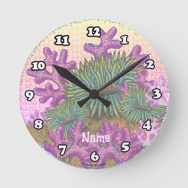 Misty Sea Coral Seashell clock  Rund Klocka (Framsida)