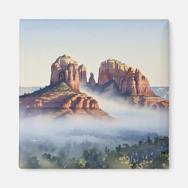 Misty Sedona Arizona Travel Cathedral Sten Magnet (Framsidan)