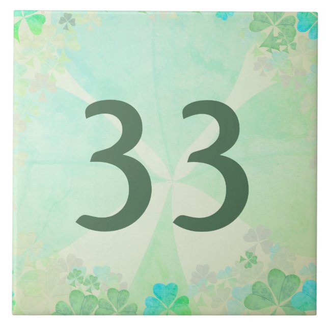 Misty Shamrock House Number Tile Kakelplatta (Framsidan)