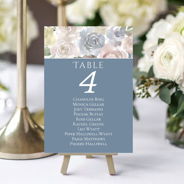 Misty Sjö | Loely Soft Dusty Blommigt Guest Namn Bordsnummer (Skapare uppladdad)