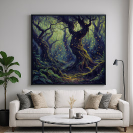 Misty Skogen - Mystical Forest Illustration Stil Poster