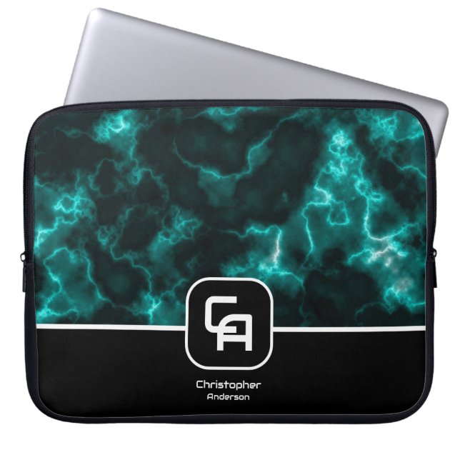 Misty Smoke Monogram Aqua Laptop Fodral (Framsidan)
