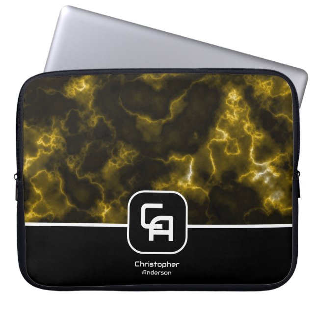 Misty Smoke Monogram Guld Laptop Fodral (Framsidan)