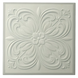 Misty Soft Grönt Faux Relief Blommigt Kakelplatta