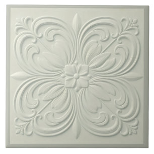 Misty Soft Grönt Faux Relief Blommigt Kakelplatta