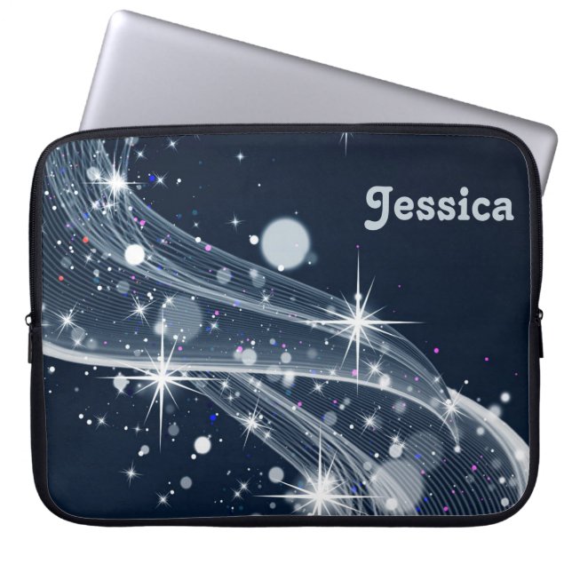 Misty Star Swirls och anpassat namn Laptop Fodral (Framsidan)
