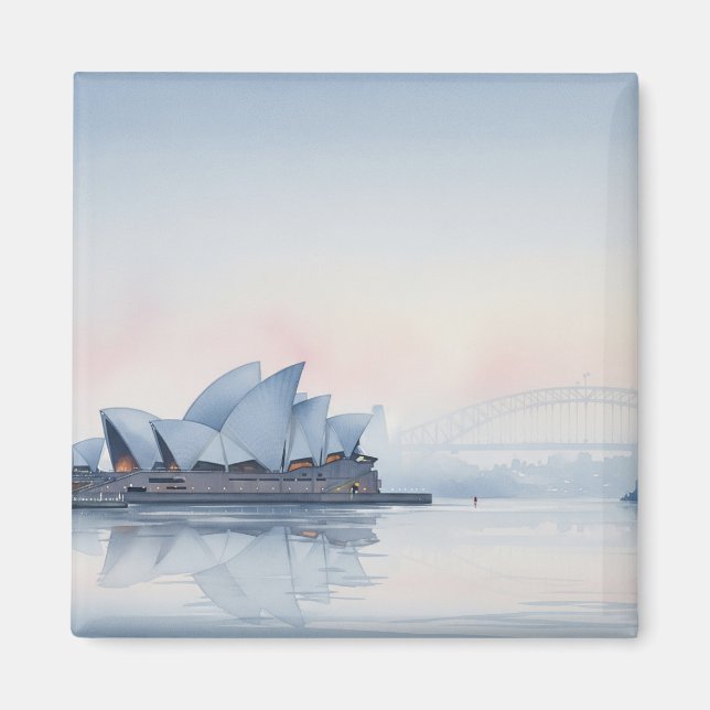 Misty Sydney Opera House Australien Magnet (Framsidan)
