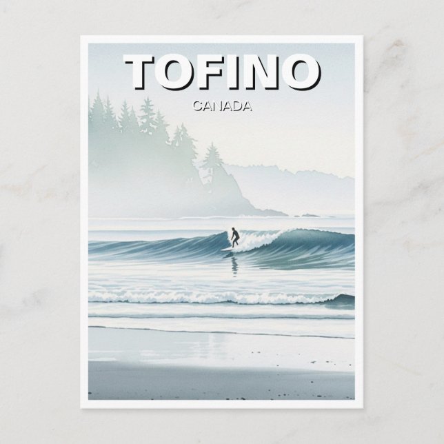 Misty Tofino Canada Surfer Travel Vykort (Framsida)