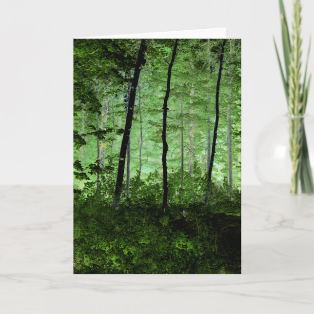 Misty Träd: Adirondack Forest Scene Altered Photo Kort (Framsida)
