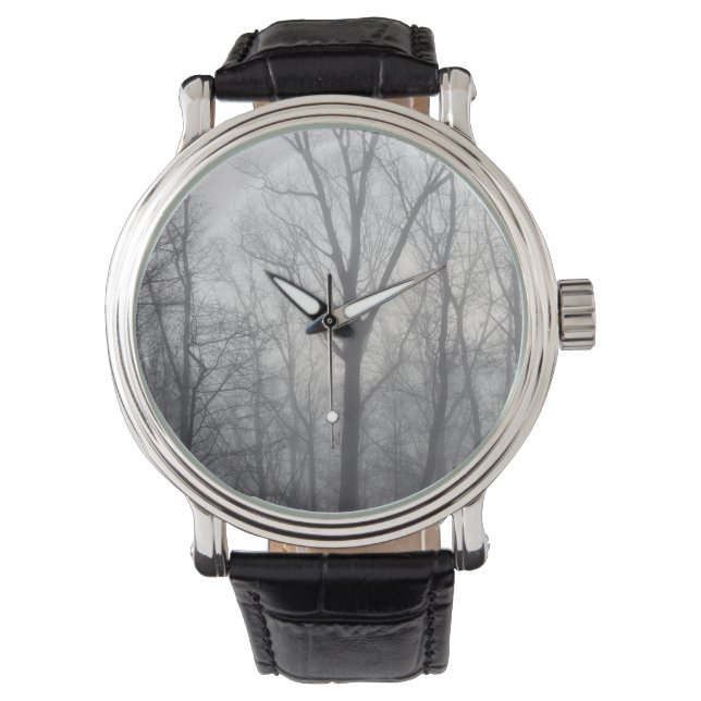 Misty Träd Grått Woodland Armbandsur (Framsida)