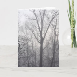 Misty Träd Grått Woodland Kort
