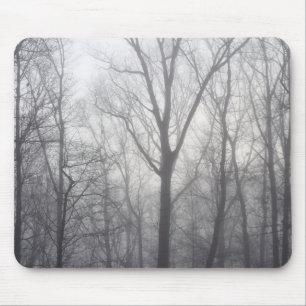 Misty Träd Grått Woodland Musmatta