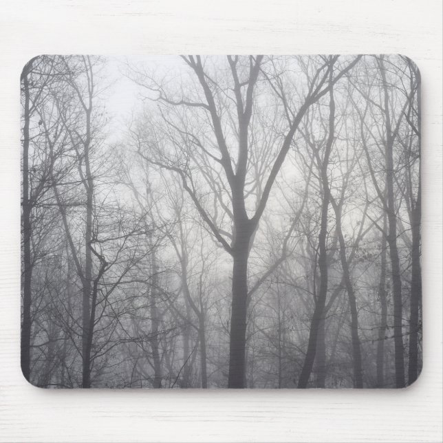 Misty Träd Grått Woodland Musmatta (Framsidan)