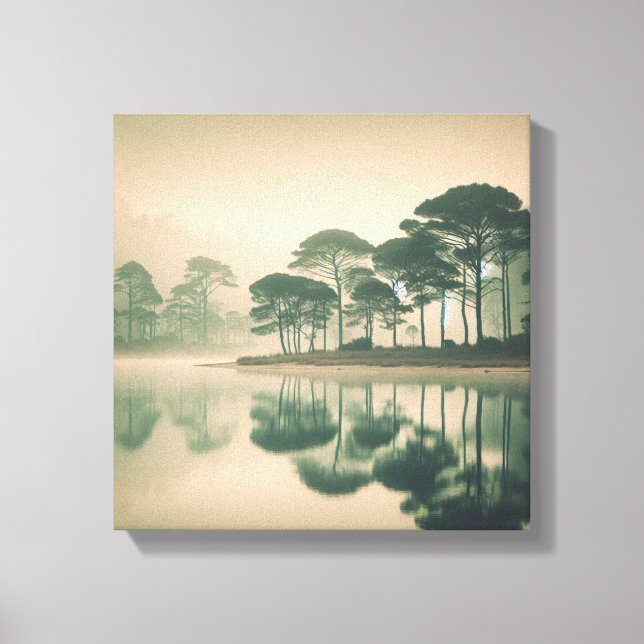 Misty Tranquil Lake View – Canvas Wall Art (Framsida)