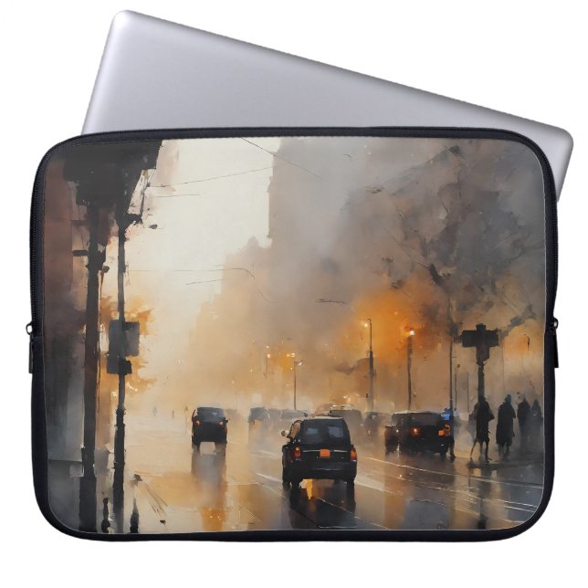 Misty Urban Evening Laptop Fodral (Framsidan)