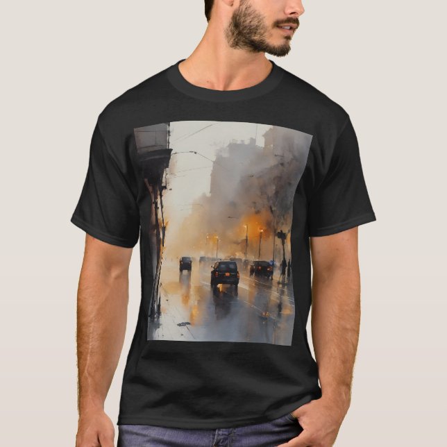 Misty Urban Evening T Shirt (Framsida)