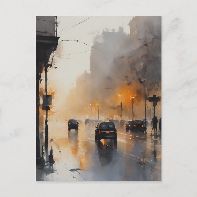 Misty Urban Evening Vykort (Framsida)