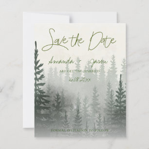 Misty Watercolor Forest Bröllop spara datum