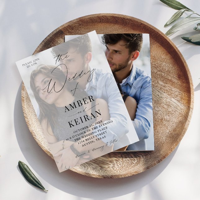 Misty White Shades Photo Bröllop Inbjudningar (Skapare uppladdad)