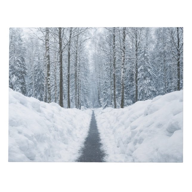 Misty Winter Forest Path Winter Landscape Anteckningsblock (Framsida)