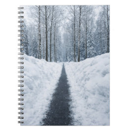 Misty Winter Forest Path Winter Landscape Anteckningsbok