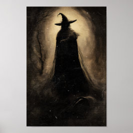 Misty Witch Haunting - Gothic Halloween Wall Art Poster