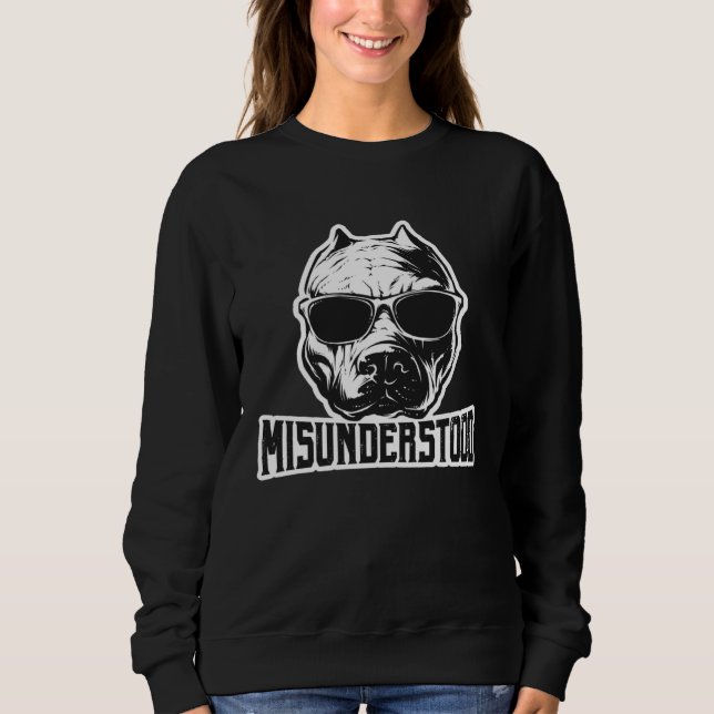 Misunderstood Pitbull with Sunglasses Pittie T Shirt (Framsida)