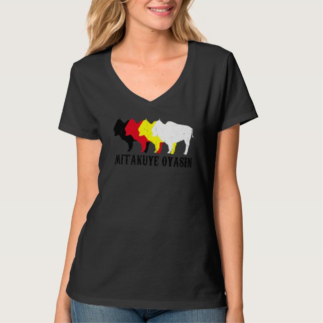 Mitakuye Oyasin Oglala Lakota Sioux Chief T Shirt (Framsida)