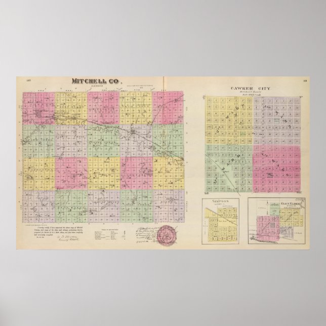 Mitchell County, Cawker City, Simpson, Kansas Poster (Framsidan)
