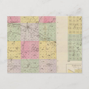 Mitchell County, Cawker City, Simpson, Kansas Vykort