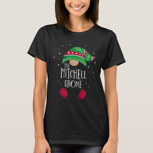 Mitchell Gnome Family Matching Christmas Pajamas T Shirt (Framsida)