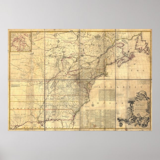 Mitchell Karta British & Fransk Owned Areas 1757 Poster (Framsidan)
