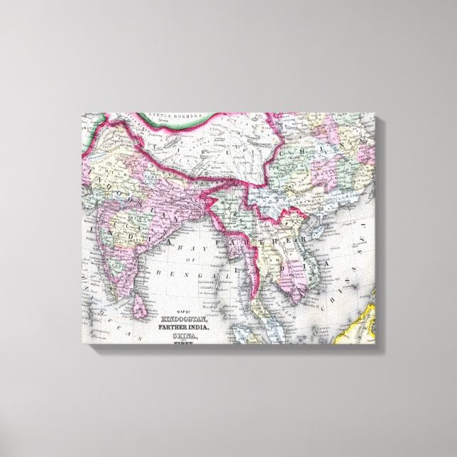 Mitchell Karta | Indien, Tibet, China och SE Asien Canvastryck (Framsida)