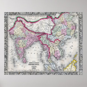 Mitchell Karta   Indien, Tibet, China och SE Asien Poster