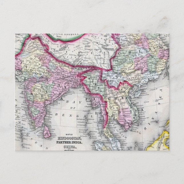 Mitchell Karta | Indien, Tibet, China och SE Asien Vykort (Framsida)