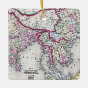Mitchell karta Indien, Tibet, china & SE Asien Julgransprydnad Keramik