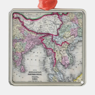 Mitchell karta Indien, Tibet, china & SE Asien Julgransprydnad Metall