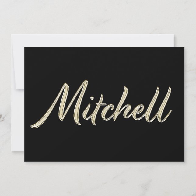 Mitchell Name white gold Handwriting Karte Kort (Framsida)