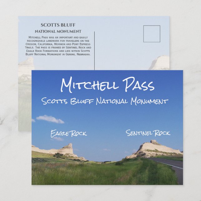 Mitchell Pass, Scotts Bluff National Monument, NE Vykort (Fram/baksida)