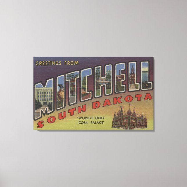 Mitchell, South Dakota - Large Brev Scenes Canvastryck (Framsida)