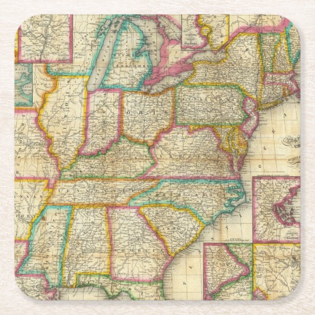 Mitchells handelsresandear vägleder underlägg papper kvadrat (Framsidan)