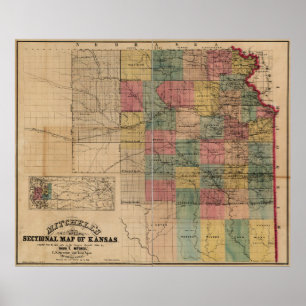 Mitchell's Sectional Karta of Kansas (1859) Poster