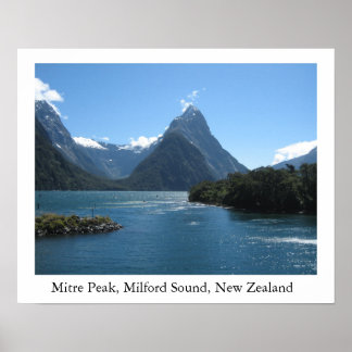 Miter Peak, Milford Ljud, Nya Zeeland Poster